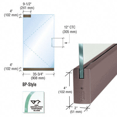 CRL Dry Glazed Frameless Glass 3' BP-Style Single Door Only Kit - without Lock