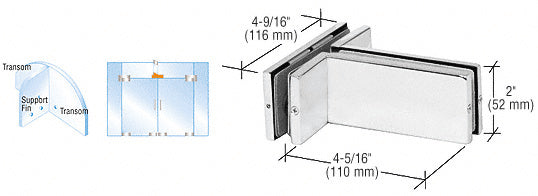 CRL Transom Mounted Patch Connector With Support Fin Bracket