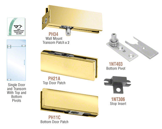 CRL European Patch Door Kit for Use with Fixed Transom - Without Lock