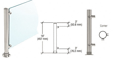 CRL Paint 18" High 1" Round PP56 Slimline Series Straight Front Counter/Partition Corner Post