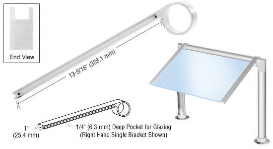 CRL Left Hand Single Faced Sneeze Guard Bracket for 2" Tubing