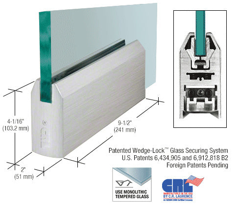 CRL Glass 4" Tapered Door Rail Without Lock - 9-1/2" Patch Additional Image - 1