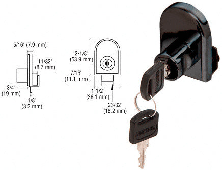 CRL Chrome Cabinet Lock for Hinged Glass Door - Randomly Keyed