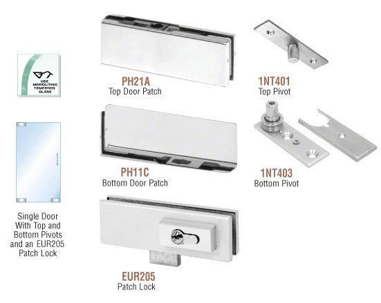 CRL European Patch Door Kit - With Lock