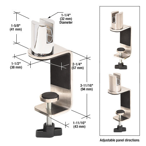 CRL Stainless Standoff 3" C-Clamp for 3/8" Acrylic or Glass