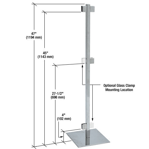 CRL Polished Stainless F-Post 47" - Center Post