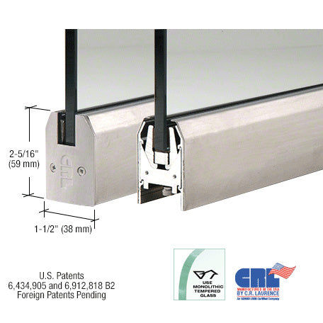 CRL Glass Low Profile Tapered Door Rail Without Lock - 8" Patch Additional Image - 1