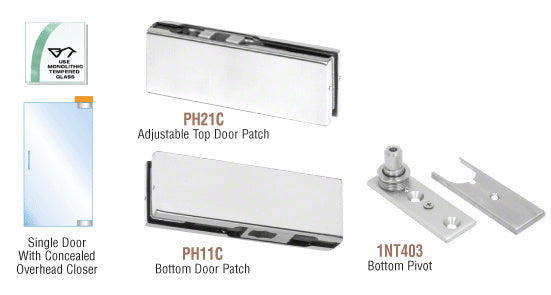 CRL European Patch Door Kit for Use with Overhead Door Closer - Without Lock