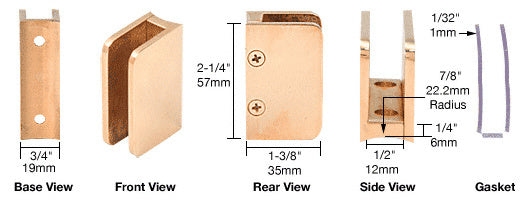CRL 3/8" Top Radius Base Glass Clip