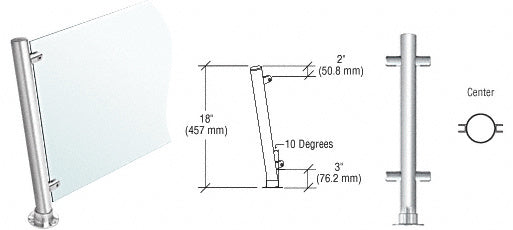 CRL 18" High 1-1/2" Round PP46 Contemporary Series Slant Front Counter/Partition Center Post