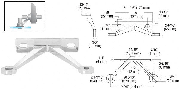 CRL Regular Duty Spider Fitting Double Arm "V" Wall Mount Frame