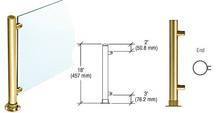 CRL 18" High 1-1/2" Round PP45 Contemporary Series Straight Front Counter/Partition End Post
