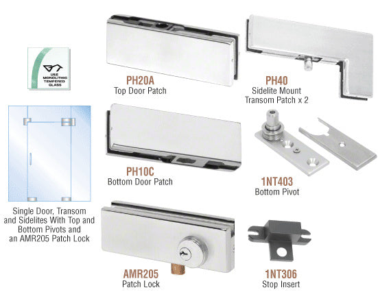 CRL North American Patch Door Kit for Use with Fixed Transom and Two Sidelites - With Lock