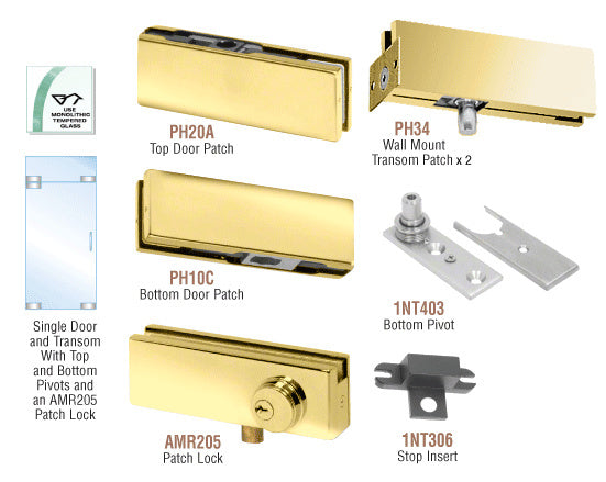 CRL North American Patch Door Kit for Use with Fixed Transom - With Lock