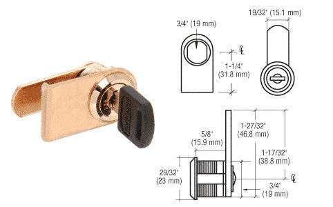 CRL Brass Right Hand Lock for Cabinet Swinging Glass Door - Randomly Keyed