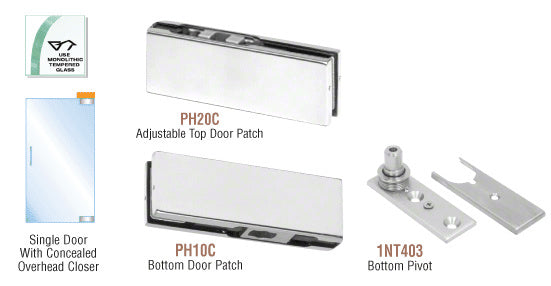 CRL North American Patch Door Kit for Use with Overhead Door Closer - Without Lock