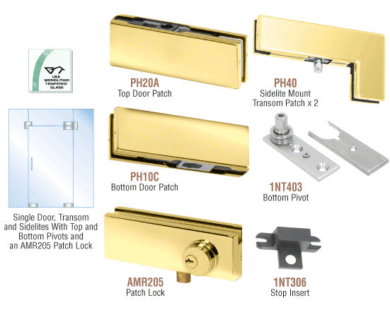 CRL North American Patch Door Kit for Use with Fixed Transom and Two Sidelites - With Lock