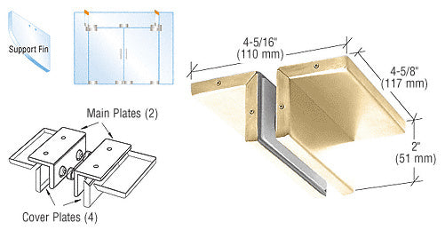 CRL Ceiling Mounted Support Fin Bracket Patch Fitting