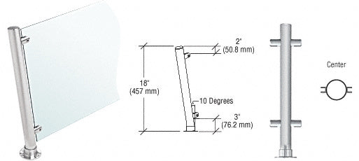 CRL 18" High 1-1/2" Round PP46 Contemporary Series Slant Front Counter/Partition Center Post