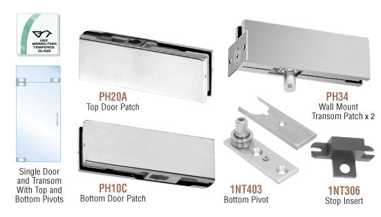 CRL North American Patch Door Kit for Use with Fixed Transom - Without Lock