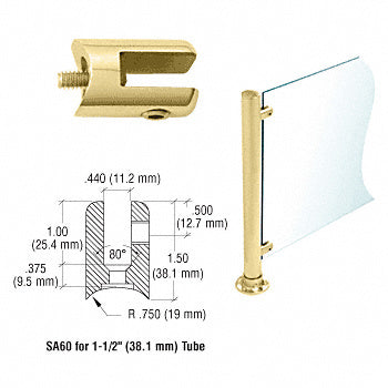 CRL Fixed Glass Fitting for 1-1/2" Tubing