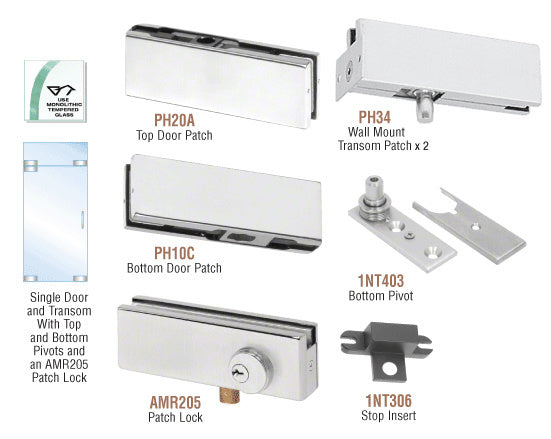CRL North American Patch Door Kit for Use with Fixed Transom - With Lock