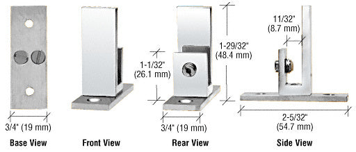 CRL Short Leg Set Screw Clamp for 1/4" to 5/16" Glass