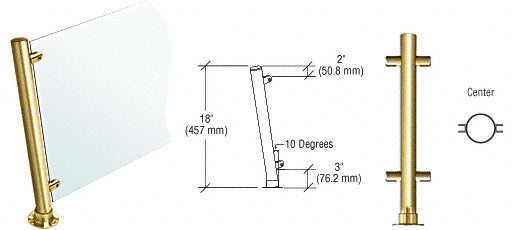 CRL 18" High 1-1/2" Round PP46 Contemporary Series Slant Front Counter/Partition Center Post