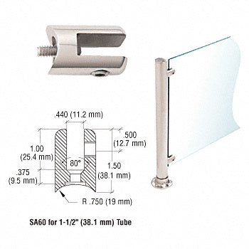 CRL Fixed Glass Fitting for 1-1/2" Tubing