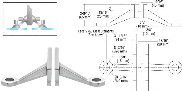 CRL Heavy-Duty Spider Fitting Double Arm Fin Mount Frame