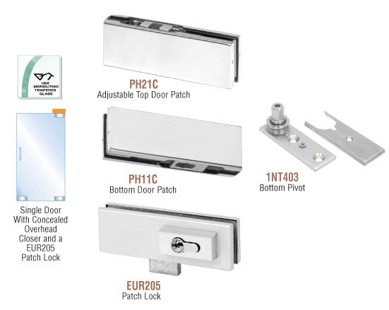 CRL European Patch Door Kit for Use with Overhead Door Closer - With Lock