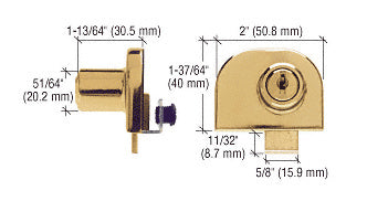 CRL Double Glass Door Lock - Keyed Alike