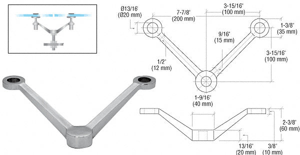 CRL Regular Duty Spider Fitting 'V' Double Arm Column Mount