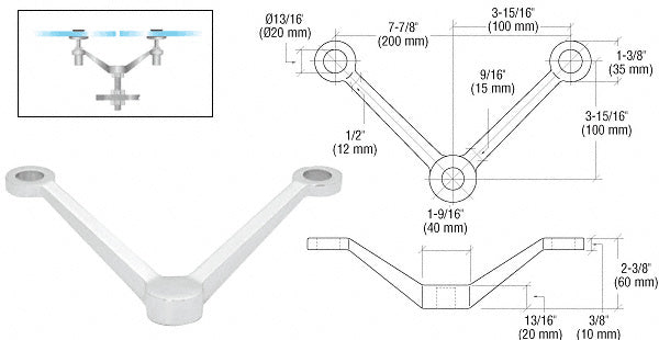 CRL Regular Duty Spider Fitting 'V' Double Arm Column Mount