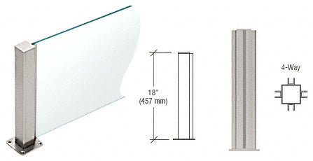 CRL 18" High 1-1/2" Square PP43 Plaza Series Counter/Partition 4-Way Post
