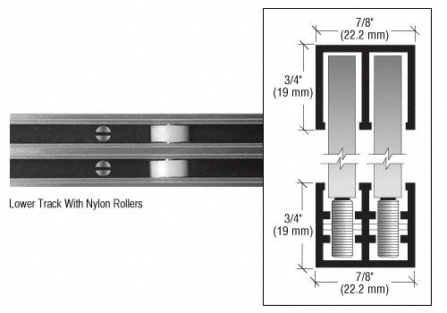 CRL Polished Aluminum Finish Rollertrack Bottom Track
