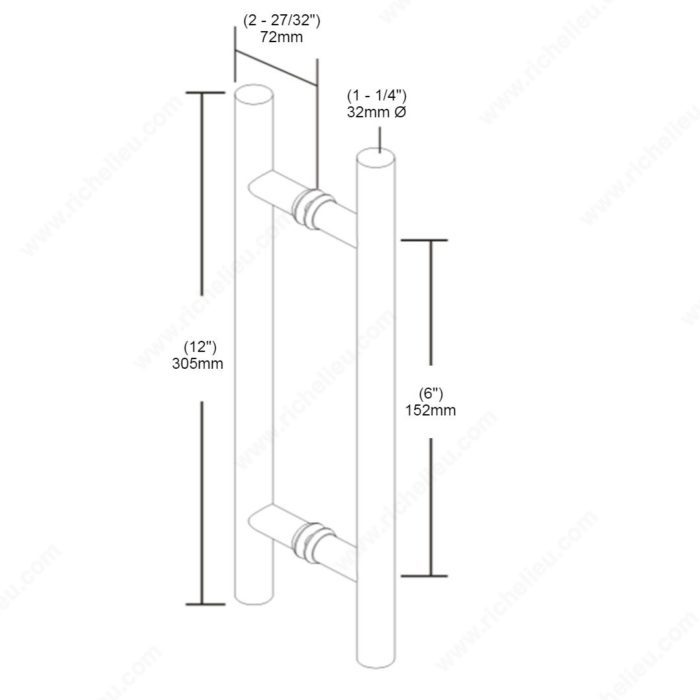 1 1/4" (32 mm) Diameter Back-to-Back Ladder Handle