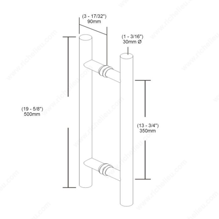 1 3/16" (30 mm) Diameter Back-to-Back Ladder Handle