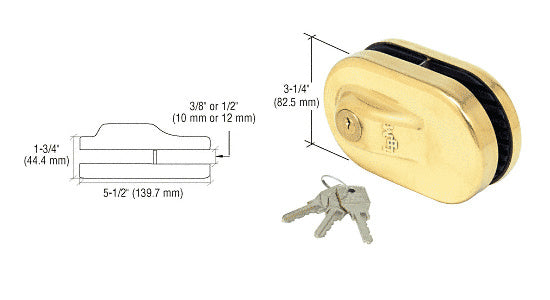 CRL Glass Mounted Slip-on Patch Lock for Use With 3/8" Thick Glass