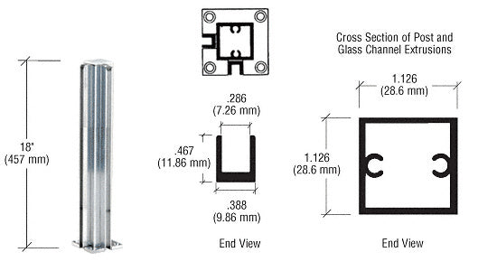 CRL 18" Corner Design Series Partition Post