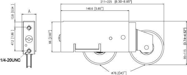 5533925 Huskey Heavy Duty Adjustable Tandem Sliding Door Rollers