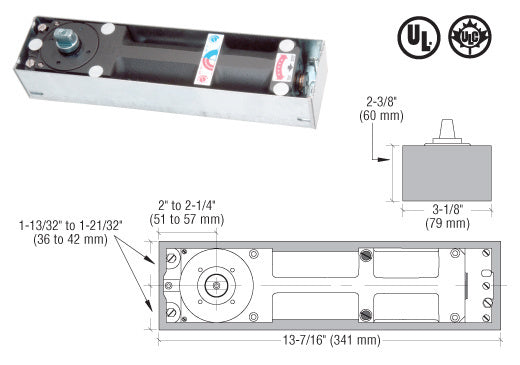 Dormakaba® Model BTS80 Size 3 (EN6) Floor Mounted Door Closer Body in Cement Case