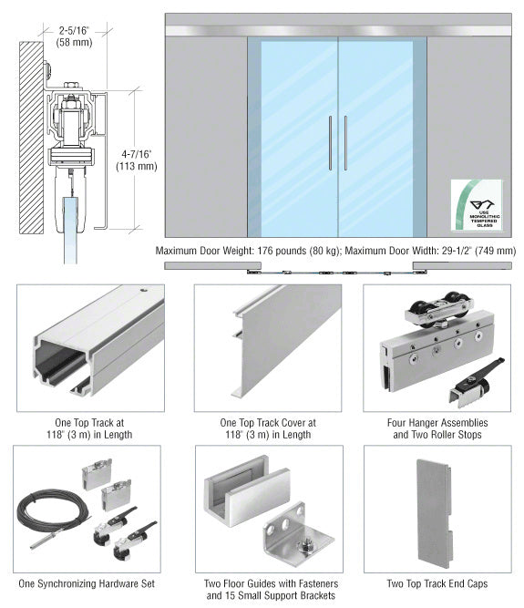 CRL70 Series Synchronized Wall Mount Bi-Parting Slider Kit