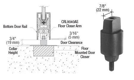 CRL Floor Mounted Closer 3/4" (19.1mm) Collar Height Tapered Type Spindle