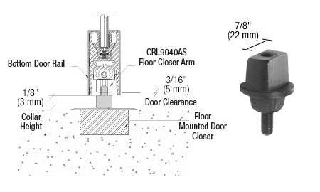 CRL Floor Mounted Closer 1/8" Collar Height Tapered Type Spindle