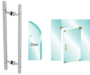 CRL 25" Overall Length Glass Mounted Back-to-Back Ladder Style Pull Handle with Undercut Accent Rings