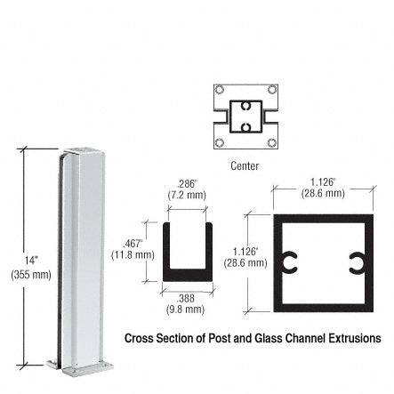 CRL Satin Anodized 14" Center Design Series Partition Post