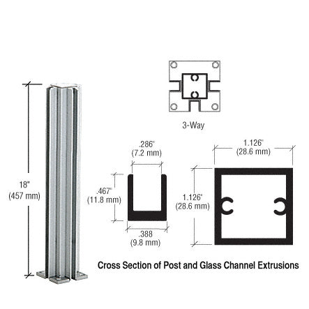 CRL 18" 3-Way Design Series Partition Post