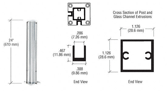 CRL 24" Corner Design Series Partition Post