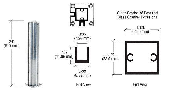 CRL 24" Corner Design Series Partition Post